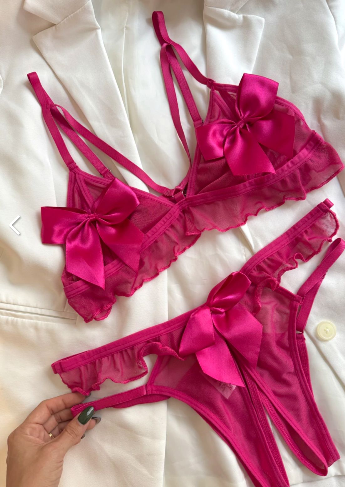 Conjunto Lingerie Tule Pink com Laços – Revéle Intimates