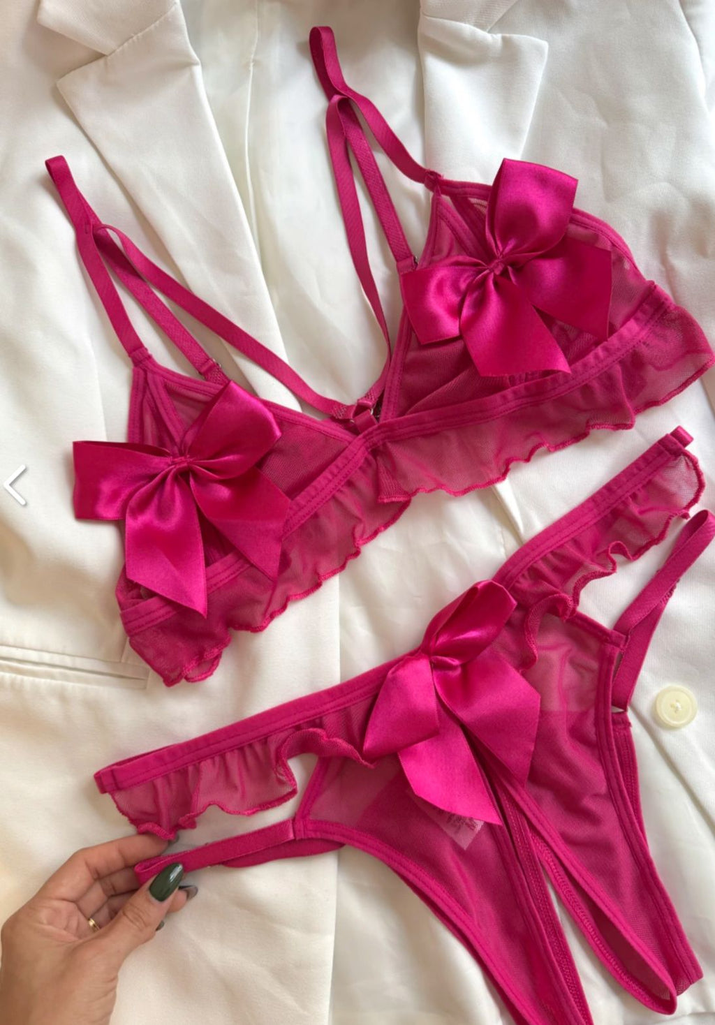 Conjunto Lingerie Tule Pink com Laços – Revéle Intimates